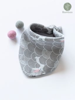 Cocoon Care - Bamboo Muslin Bib Wash Cloth with Grey Grove Print for Babies (0-6 Months)