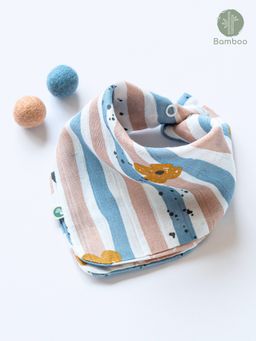 Cocoon Care - Bamboo Muslin Bib Wash Cloth with Bees Stripes Print for Babies (0-6 Months)