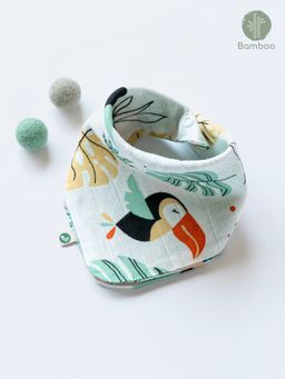 Cocoon Care - Bamboo Muslin Bib Wash Cloth with Adorable Happy Toucan Print for Babies (0-6 Months)