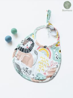 Cocoon Care - Bamboo Muslin Terry Bib Cloth for Babies with Cute Jungle Safari Print (0-6 Months)