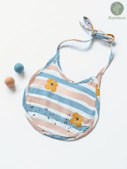 Cocoon Care - Bamboo Muslin Terry Bib Cloth for Babies with Cute Floral Stripe Print (0-6 Months)