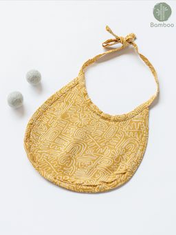 Cocoon Care - Bamboo Muslin Terry Bib Cloth for Babies with Cute Yellow Dwelling Print (0-6 Months)