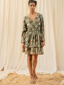 LABEL REYYA - Afro Olive Tiered Dress