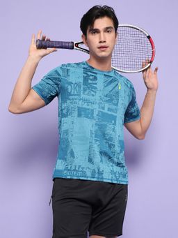 Campus Sutra - Men Graphic Design Stylish Activewear & Sports T-Shirts - Blue