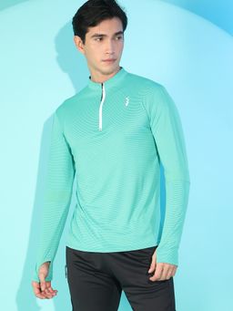 Campus Sutra - Men Stripe Design Stylish Casual & Sports T-Shirts - Green