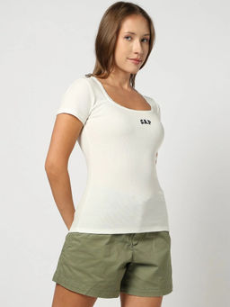 GAP - White Cotton Blend Logo Slim Fit T-Shirt