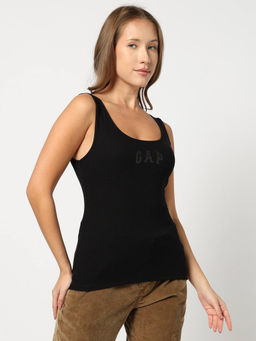 GAP - Black Cotton Blend Logo Slim Fit T-Shirt