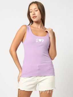 GAP - Lavender Cotton Blend Logo Slim Fit T-Shirt