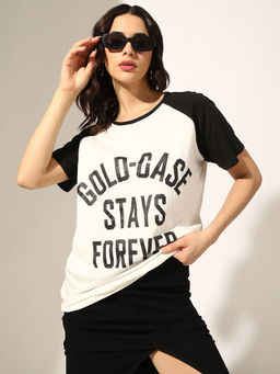 SHOWOFFFF - White Cotton Typography T-Shirt