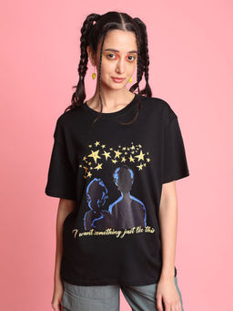 Bene Kleed - Black Oversized Printed T-Shirt