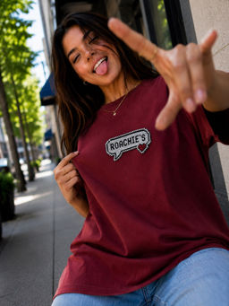 Bene Kleed - Red Badge Embroidered Oversized Half Sleeves T-Shirt