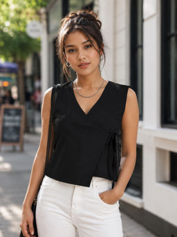 Bene Kleed - Women Over Lap Black Adjustable Top
