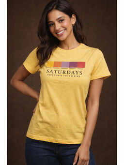 Club York - Yellow Cotton Printed T-Shirt