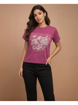 Club York - Purple Cotton Printed T-Shirt