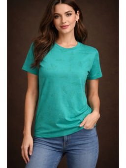 Club York - Women Green Cotton Printed T-Shirt