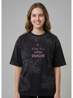 Club York - Black Women Cotton Printed T-Shirt