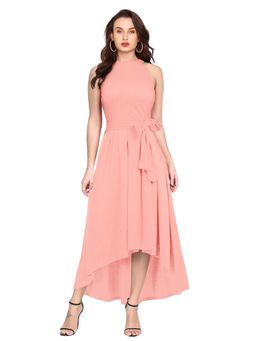 Odette - Peach Polyester High Low Dress For Women (Set of 2)