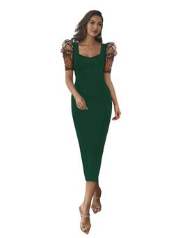 Odette - Green Skater Knit Fabric Dress For Women