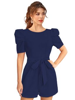 Odette - Blue Knit Fabric Playsuit For Women
