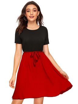 Odette - Red Skater Knit Fabric Dress For Women (Set of 2)
