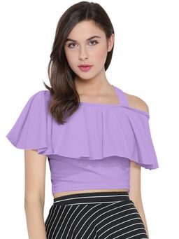 Odette - Purple Polyester Solid Crop Top For Women