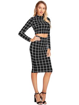 Odette - Black Knit Fabric Stitched Co Ord For Women (Set of 2)