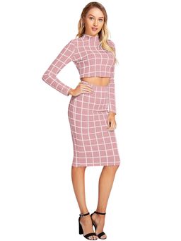 Odette - Peach Knit Fabric Stitched Co Ord For Women (Set of 2)