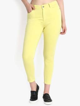 KOTTY - Women Flat Front Elfin Yellow Slim Jeans