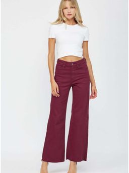 KOTTY - Women Flat Front Rhododendron Purple Loose Jeans
