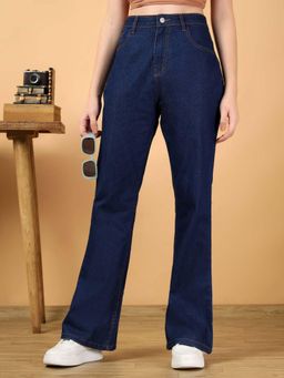 KOTTY - Women Flat Front Konkikyo Blue Straight Jeans