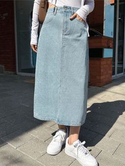 KOTTY - Women Solid Bright Blue Bonnet Midi Skirt