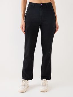 Spykar - Black High Rise Straight Fit Casual Jeans