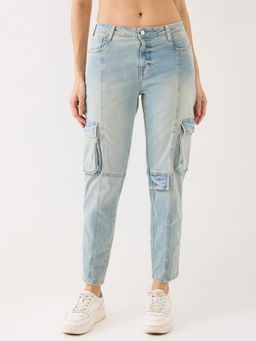 Spykar - Blue Mid Rise Mom Fit Casual Jeans