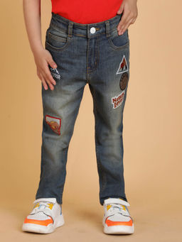 Tales & Stories - Boys Blue Tint Lycra Slim Fit Jeans With 5 Pockets