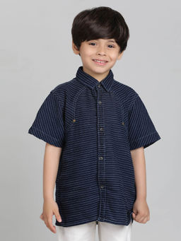 Tales & Stories - Boys Blue Striped Cotton Shirt