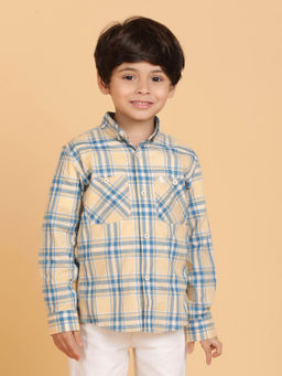 Tales & Stories - Boys Beige Checked Cotton Shirt