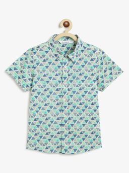 Campana - Boys Cotton Triangle Print-Shirt - Blue & Green