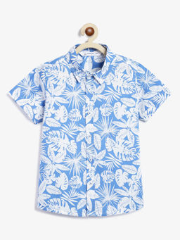 Campana - Boys Cotton Hawaiian Print-Shirt - Blue & White