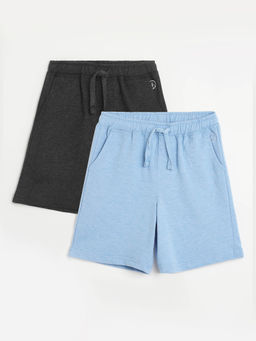 Campana - Boys Cotton Terry Shorts - Charcoal & Light Blue (Pack of 2)