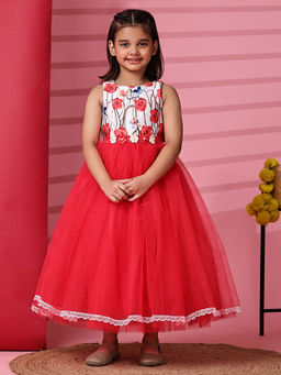 Toy Balloon Kids - Full Length Girls Party Wear Dress Multi-Color