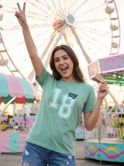 Bewakoof - Women's Granite Green NY18 Typography T-Shirt