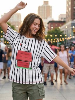 Bewakoof - Women's Bright White Graphic Printed Oversized T-Shirt