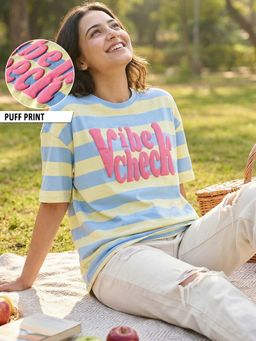 Bewakoof - Women's Dutch Canal Blue Graphic Printed Oversized T-Shirt