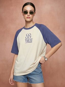 JUNEBERRY - Women Go Get That Swanwhite Oversized Graphic Printed T-Shirt