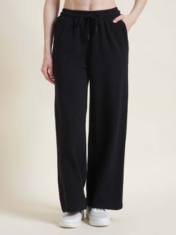 Beatnik - Black Flared Pants Straight Fit Trousers For Women