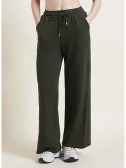 Beatnik - Olive Flared Pants Straight Fit Trousers For Women