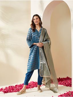 Mushio - Womens Blue Kurta with Salwar Pant and Dupatta