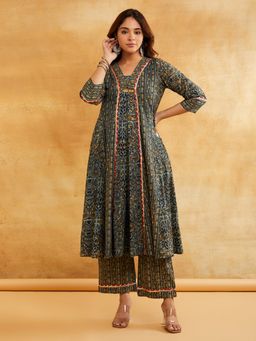 Shri Sanyogini - Womens Blue Anarkali Kurta with Pant