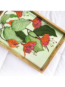 Yellow Marigold - Lady's Eardrop Rectangle Wooden Tray - Multicolor