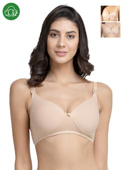 Inner Sense - Organic Antimicrobial Padded Nonwired Feeding Bra - Pack Of 3 -Multi-Color